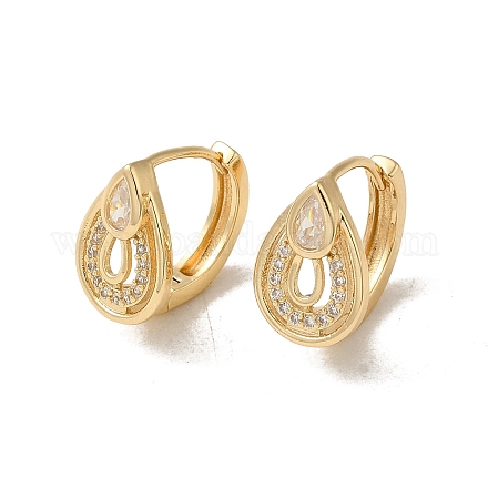 Серьги-кольца из латуни с микропаве из кубического циркония EJEW-L271-08KCG-02-1