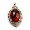 Brass Micro Pave Clear Cubic Zirconia Pendants, Cadmium Free & Nickel Free & Lead Free, with Glass, Oval, Dark Red, 34x21x11mm, Hole: 5.4x2.8mm