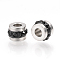 201 Stainless Steel Polymer Clay Rhinestone Inlaid Beads, Column, Stainless Steel Color, Jet, 7x5mm, Hole: 3mm