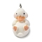 Flocky Resin Pendants, Duck, with Platinum Iron Loop, Snow, 23x17.5x19mm, Hole: 2mm