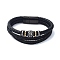 Men's Black PU Leather Cord Multi-Strand Bracelets, Skull 201 Stainless Steel Link Bracelets with 304 Stainless Steel Magnetic Clasps, Antique Silver & Golden, 8-5/8x3/4 inch(21.8x1.8cm)