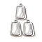 304 Stainless Steel Pendants, Rectangle, with ABS Plastic Imitation Pearl, Stainless Steel Color, 22.5x15.5x6.5mm, Hole: 2mm