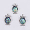Abalone Shell/Paua Shell Pendants, with Platinum Tone Brass Bail, Owl, 43x27x9~10.5mm, Hole: 5x8mm