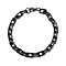 PVD Vacuum Plating Rectangle 201 Stainless Steel Chain Bracelets, with Lobster Claw Clasps, Electrophoresis Black, 8-1/2 inch(215mm)