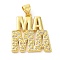 Brass Micro Pave Clear Cubic Zirconia Pendants, Cadmium Free & Lead Free, Words, Real 16K Gold Plated, 21x19x2mm, Hole: 4.5x4mm