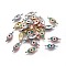 Brass Enamel Links connectors, Long-Lasting Plated, Eye, Colorful, Mixed Color, 5x13.5x2mm, Hole: 1mm