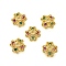 Flower Brass Micro Pave Cubic Zirconia Bead Caps, Rack Plating, Long-Lasting Plated, Lead Free & Cadmium Free, Golden, 7.5x7.5x2.5mm, Hole: 1.2mm