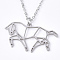 Non-Tarnish 201 Stainless Steel Pendant Necklaces, with Cable Chains, Horse, Stainless Steel Color, 17.5 inch~17.9 inch(44.5~45.5cm), 1.5mm, Horse: 17x30x1mm