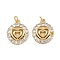 Brass Micro Pave Clear Cubic Zirconia Pendants, Heart, with Jump Ring, Real 16K Gold Plated, 18x15x3mm, Hole: 3.4mm