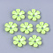 Opaque AS Plastic Bead Caps, 6-Petal, Flower, Green Yellow, 33.5x31.5x6.5mm, Hole: 5.5mm, about 350pcs/500g