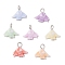 Craft Style Acrylic Fish Shape Pendants, with Iron Flat Head Pins, Platinum, 14.5x15.5x3.5mm, Hole: 2.5mm