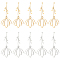 12Pcs 2 Colors Ion Plating(IP) 201 Stainless Steel Big Pendants, Laser Cut, with Jump Rings, Flower, Golden & Stainless Steel Color, 52.5mm, Hole: 1.4mm, 6pcs/color