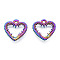 201 Stainless Steel Pendants, Heart, Rainbow Color, 15x15.5x1.5mm, Hole: 1.4mm