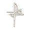 Brass Micro Pave Clear Cubic Zirconia Pendants, Cadmium Free & Nickel Free & Lead Free, Faith Cross, Real Platinum Plated, 36x25x5mm, Hole: 2x5mm