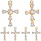10Pcs Brass Clear Cubic Zirconia Pendants, Nickel Free, Cross, Real 18K Gold Plated, 24x15x3mm, Hole: 1.5mm, 10pcs