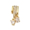 Brass Micro Pave Cubic Zirconia Tube Bails, Cadmium Free & Nickel Free & Lead Free, Real 18K Gold Plated, 20x8x6mm, Hole: 6.5x3.5mm