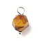 Faceted Natural Tiger Eye Star Cut Round Charms, with Platinum Tone Brass Loops, 13.5x7.5~8x7.5~8mm, Hole: 3mm