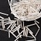 Glass Bugle Beads, Silver, 21~25x2~3mm, Hole: 0.5~1mm, about 1900pcs/one pound