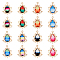 16Pcs 8 Colors Golden Tone Brass Pendants, with Faceted Glass, Teardrop, Mixed Color, 25.5x19x6mm, Hole: 1.6mm, 2Pcs/color