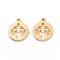 304 Stainless Steel Charms, Laser Cut, Flat Round with Tree of Life, Golden, 12x10x1mm, Hole: 1.2mm