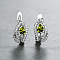 Brass Micro Pave Cubic Zirconia Hoop Earrings, Teardrop, Platinum, Yellow Green, 16x7mm