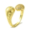 Brass Micro Pave Cubic Zirconia Open Cuff Rings, Cadmium Free & Lead Free, Teardrop, Real 16K Gold Plated, US Size 8 3/4(18.7mm)
