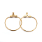 304 Stainless Steel Pendants, Hoop Earring Findings, Ring, Real 18K Gold Plated, 25x21~23x1.5mm, Hole: 1mm, 21 Gauge, Hole: 1mm, Inner Size: 20~21.5mm, Pin: 0.7mm