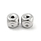 Brass Textured Beads, Cadmium Free & Nickel Free & Lead Free, Square, Real Platinum Plated, 6.5x6.5x6.5mm, Hole: 1.6mm