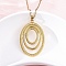 Triple Oval 304 Stainless Steel Pendant Necklaces, Ion Plating(IP), Real 18K Gold Plated, 17.72 inch(45cm)