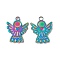 Ion Plating(IP) 304 Stainless Steel Pendants, Angel Charms, Rainbow Color, 24x19x2mm, Hole: 3mm, inner diameter: 5mm