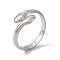 Non-Tarnish 304 Stainless Steel Double Snake Open Cuff Ring for Women, Stainless Steel Color, US Size 7 1/2(17.7mm)