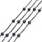 304 Stainless Steel Cable Chains, with304 Stainless Steel Beads, Soldered, with Spool, Electrophoresis Black, Link: 1.5x1.2x0.2mm, Beads: 3mm, about 32.8 Feet(10m)/roll