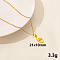 304 Stainless Steel Geometric Pendant Necklaces, Cable Chain Necklaces for Women, Oval with Eye