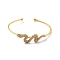 Clear Cubic Zirconia Snake Cuff Bangle, Brass Jewelry for Women, Real 18K Gold Plated, Inner Diameter: 2x2-3/8 inch(5.1x6.05cm)