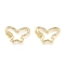 Brass Micro Pave Cubic Zirconia Screw Carabiner Lock Charms, for Necklaces Making, Butterfly, Golden, Clear, 19.5x27.5x4.5mm