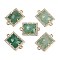 Natural Green Strawberry Quartz Faceted Rectangle Links, Rack Plating Brass Micro Pave Clear Cubic Zirconia Connector Charms, Golden, 11.5x18x4.5mm, Hole: 1.4mm