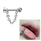 304 Stainless Steel Lip Labrets with Chains, Round, 10mm, Pin: 1.2mm