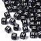 Opaque Acrylic Beads, Horizontal Hole, Alphabet Style, Cube, Black & White, Letter.H, 5x5x5mm, Hole: 2mm, about 5000pcs/500g