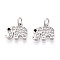 Brass Micro Pave Cubic Zirconia Charms, Elephant, with Jump Ring, Cadmium Free & Lead Free, Platinum, 11x12.5x2mm, Hole: 3mm