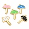 Autumn Theme Brass Enamel Pendants, Golden Long-Lasting Plated, Mushroom, Mixed Color, 15x10.5x1.5mm, Hole: 1mm
