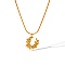 Fashionable New Chinese Style Wheat 304 Stainless Steel Pendant Necklace for Women, Real 18K Gold Plated,