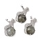 Natural Labradorite Pendants, with Brass Findings, Leopard, Platinum, 36.5x21.5x8.5mm, Hole: 5x8mm
