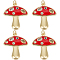 6Pcs Autumn Theme Real 18K Gold Plated Brass Micro Pave Cubic Zirconia Pendants, with Enamel and Jump Rings, Long-Lasting Plated, Mushroom, Red, 28x25x3.5mm, Jump Ring: 5x1mm, 3mm Inner Diameter
