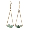304 Stainless Steel with Natural Green Aventurine Dangle Earrings, Golden, 60x20mm