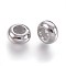 201 Stainless Steel Beads, with Plastic, Slider Beads, Rondelle, Stainless Steel Color, 9x4.5mm, Hole: 3mm