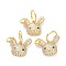 Brass Micro Pave Clear Cubic Zirconia Pendants, with Jump Ring, Long-Lasting Plated, Rabbit, Real 18K Gold Plated, 15x20x5mm, Jump Ring: 10x1mm, 8mm Inner Diameter