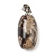 Natural Agate Pendants, Barrel Charms with Platinum Plated Alloy Snap on Bails, 21x10.5mm, Hole: 3.7x4.7mm