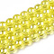 Electroplate Transparent Glass Beads Strands, AB Color Plated, Round, Yellow, 9.5~10mm, Hole: 1.5mm, about 40~42pcs/strand, 14.76~15.12 inch(37.5~38.4cm)