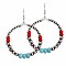 Ancient Style Beaded Earrings Navajo Inspired Large Hoop Earrings, Red, Platinum