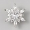 1-Hole Brass with Cubic Zirconia Shank Buttons, Flower, Platinum, 16x14x8.5mm, Hole: 1.2mm